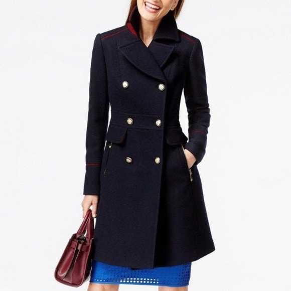Vince Camuto Womens Navy Military Wool Blend Coat – Size XL - Picture 2 of 11